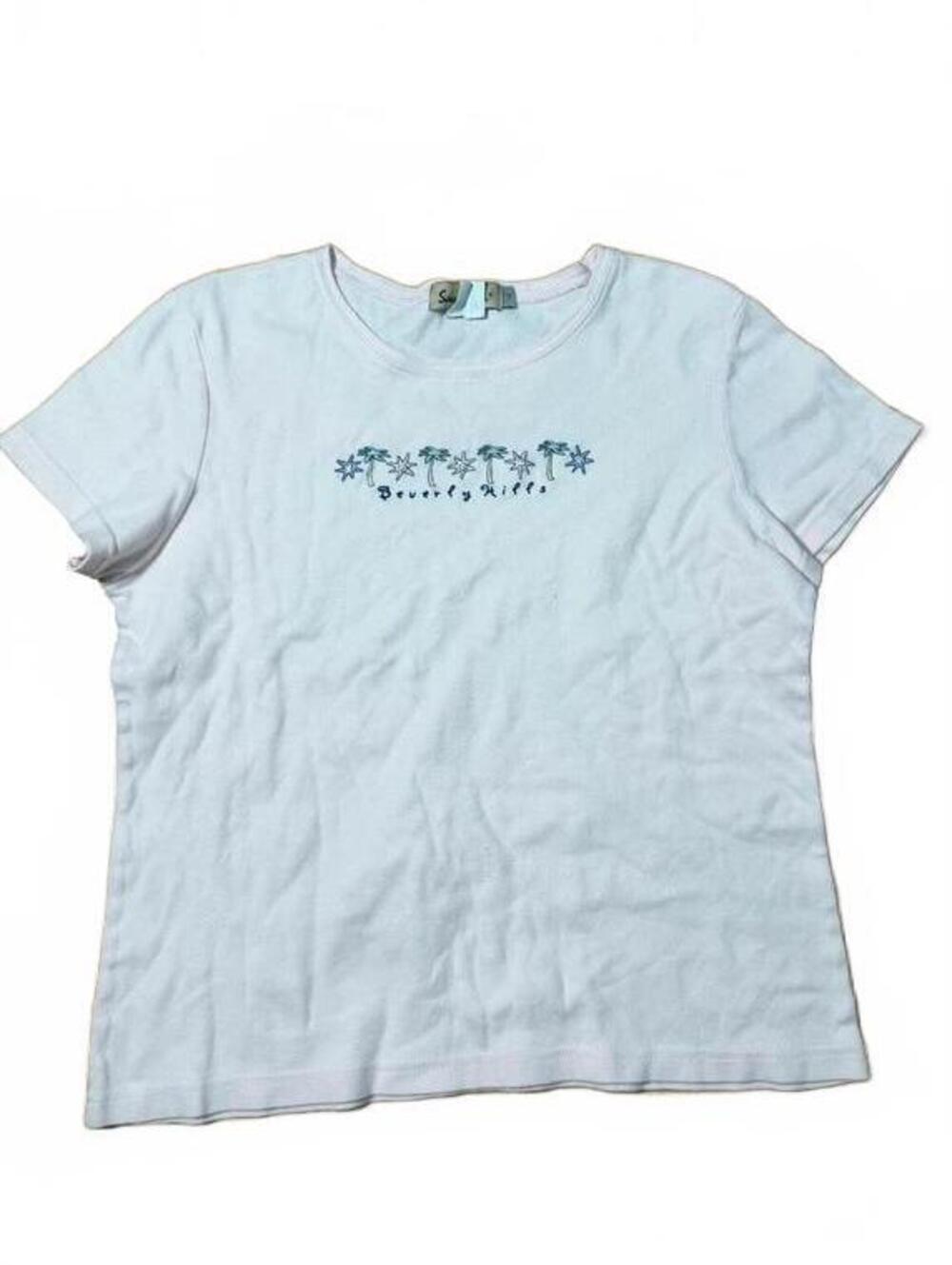 90s Baby Pink Women's Palm Springs Embroidered Tee Size XL
